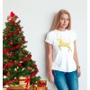 Dámské vánoční tričko se zlatým sobem MERRY CHRISTMAS
